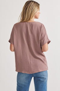 Blissful Basics V-Neck Top - Mocha *Regular & Curvy*