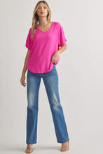 Load image into Gallery viewer, Blissful Basics V-Neck Top - Hot Pink *Regular &amp; Curvy*