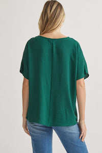 Blissful Basics V-Neck Top - Hunter Green