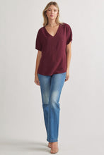 Load image into Gallery viewer, Blissful Basics V-Neck Top - Burgundy *Regular &amp; Curvy*