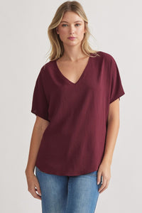 Blissful Basics V-Neck Top - Burgundy *Regular & Curvy*