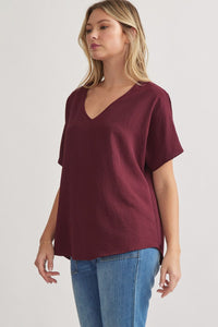 Blissful Basics V-Neck Top - Burgundy *Regular & Curvy*