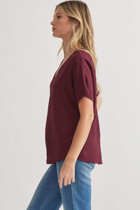 Blissful Basics V-Neck Top - Burgundy *Regular & Curvy*