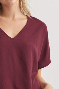 Blissful Basics V-Neck Top - Burgundy *Regular & Curvy*