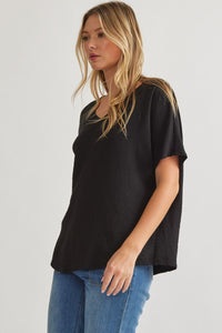 Blissful Basics V-Neck Top - Black *Regular & Curvy*