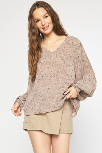 Isabella Floral Top - Taupe