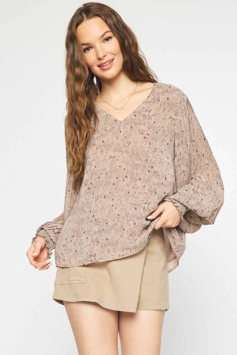 Isabella Floral Top - Taupe