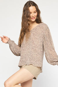 Isabella Floral Top - Taupe