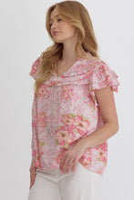 Load image into Gallery viewer, Rosey Floral Ruffle Top - Pink