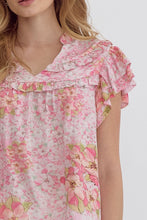 Load image into Gallery viewer, Rosey Floral Ruffle Top - Pink
