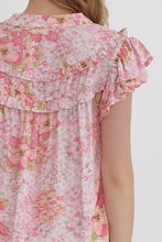 Load image into Gallery viewer, Rosey Floral Ruffle Top - Pink