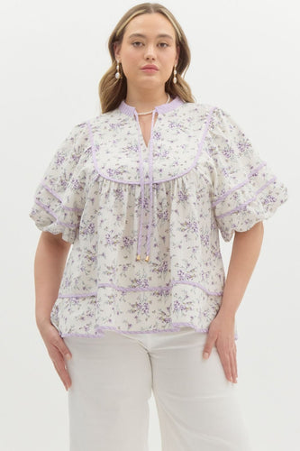 Emilia Lavender Floral Top *Curvy*