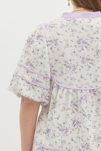Emilia Lavender Floral Top *Curvy*
