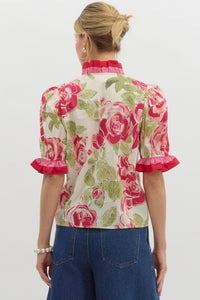 Adrianna Floral Top - Hot Pink