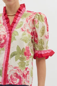 Adrianna Floral Top - Hot Pink