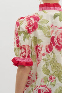 Adrianna Floral Top - Hot Pink