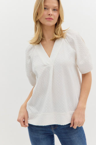 Olivia V-Neck Top - Off White