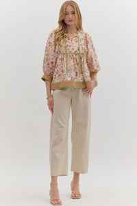Lainey Floral Blouse - Ecru