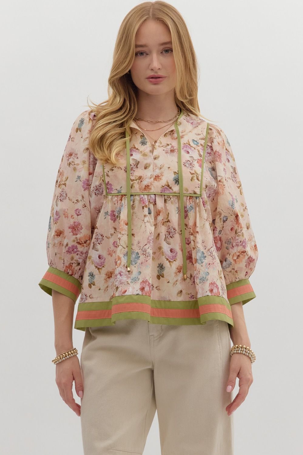 Lainey Floral Blouse - Ecru