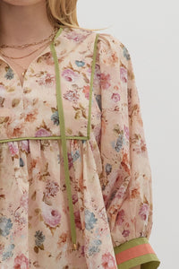 Lainey Floral Blouse - Ecru