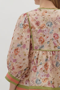 Lainey Floral Blouse - Ecru