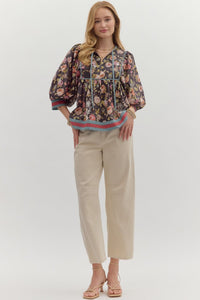 Lainey Floral Blouse - Chocolate *Regular & Curvy*