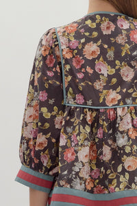 Lainey Floral Blouse - Chocolate *Regular & Curvy*