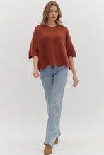 Load image into Gallery viewer, Serenity Scalloped Sweater - Rust