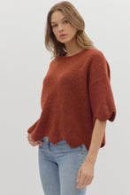 Load image into Gallery viewer, Serenity Scalloped Sweater - Rust