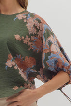 Load image into Gallery viewer, Jenny Botanical Print Top - Olive