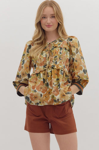 Abigail Floral Top - Caramel