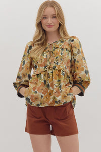 Abigail Floral Top - Caramel