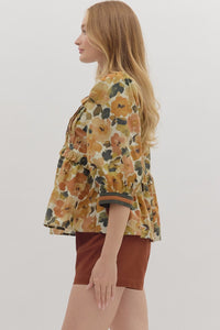 Abigail Floral Top - Caramel