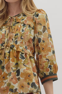 Abigail Floral Top - Caramel