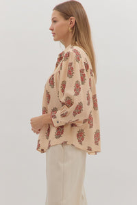 Demi Floral Button Down - Ecru