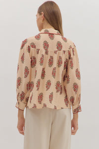 Demi Floral Button Down - Ecru