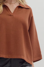 Load image into Gallery viewer, London Collared Top - Brown