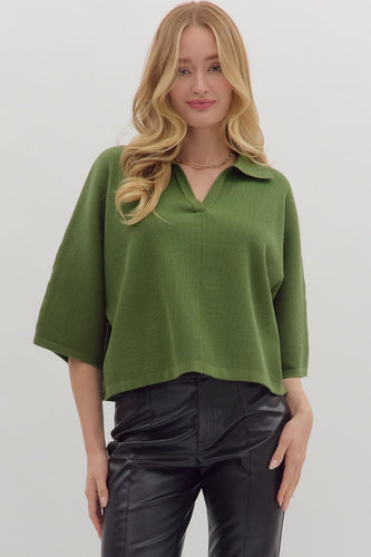 London Collared Top - Olive
