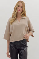 London Collared Top - Stone