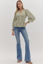 Load image into Gallery viewer, Gemma Striped Peplum Top - Olive