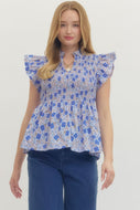 Iris Smocked Top - Royal Blue
