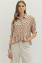 Load image into Gallery viewer, Dottie Ruffle Top - Taupe