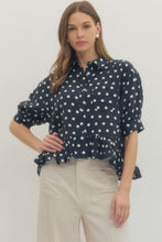 Load image into Gallery viewer, Dottie Ruffle Top - Navy
