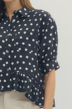 Load image into Gallery viewer, Dottie Ruffle Top - Navy