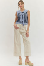 Load image into Gallery viewer, FASHION SHOW Gingham Faux Sweater Top - Navy