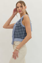 Load image into Gallery viewer, FASHION SHOW Gingham Faux Sweater Top - Navy