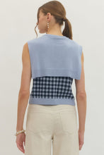 Load image into Gallery viewer, FASHION SHOW Gingham Faux Sweater Top - Navy