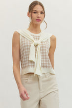 Load image into Gallery viewer, Gingham Faux Sweater Top - Oatmeal