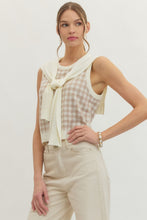 Load image into Gallery viewer, Gingham Faux Sweater Top - Oatmeal