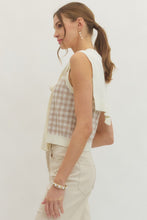 Load image into Gallery viewer, Gingham Faux Sweater Top - Oatmeal